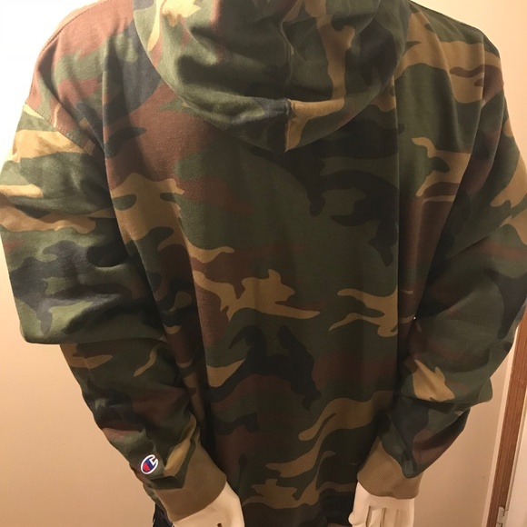 Champion Camo Vintage Hooded Sweatshirt Hoodie Men - Picture 6 of 6